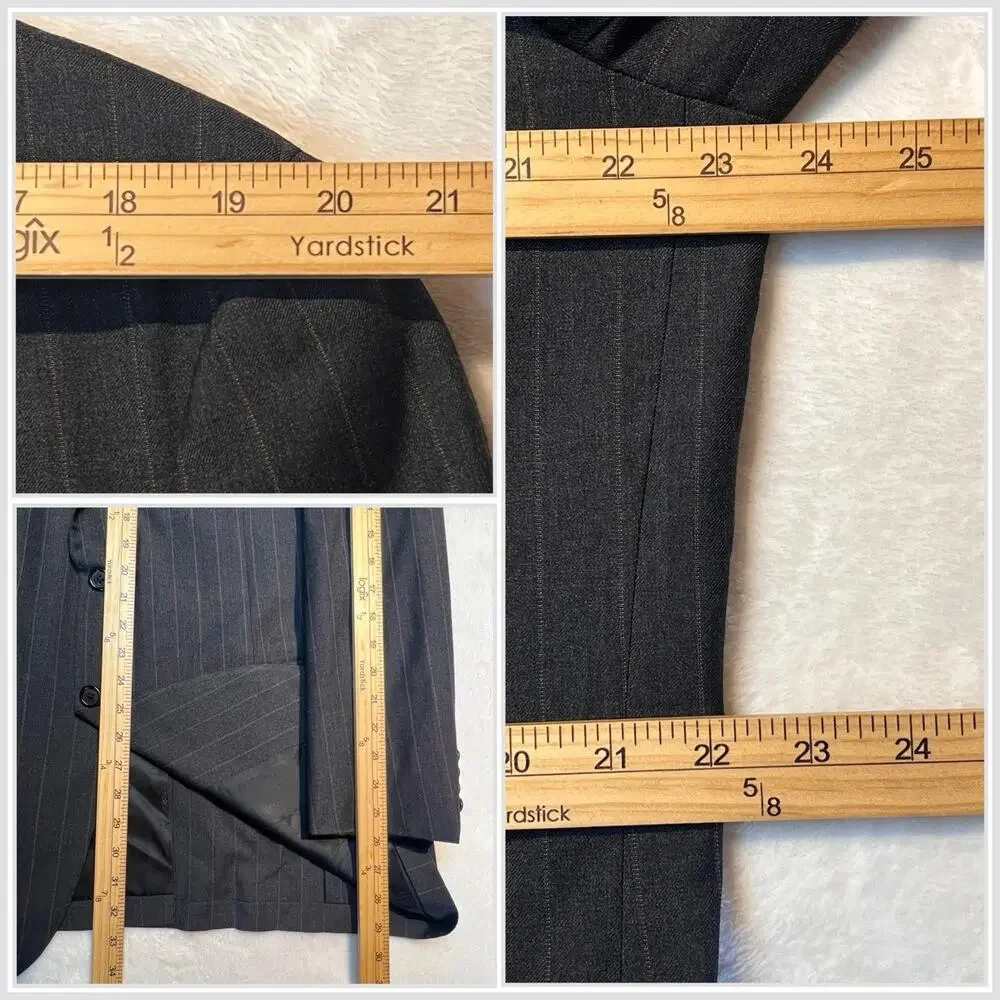 Vtg Oxxford Suit 44L 39x29 Gray-Black Subtle Red Stripe 1/4 Lined High Rise